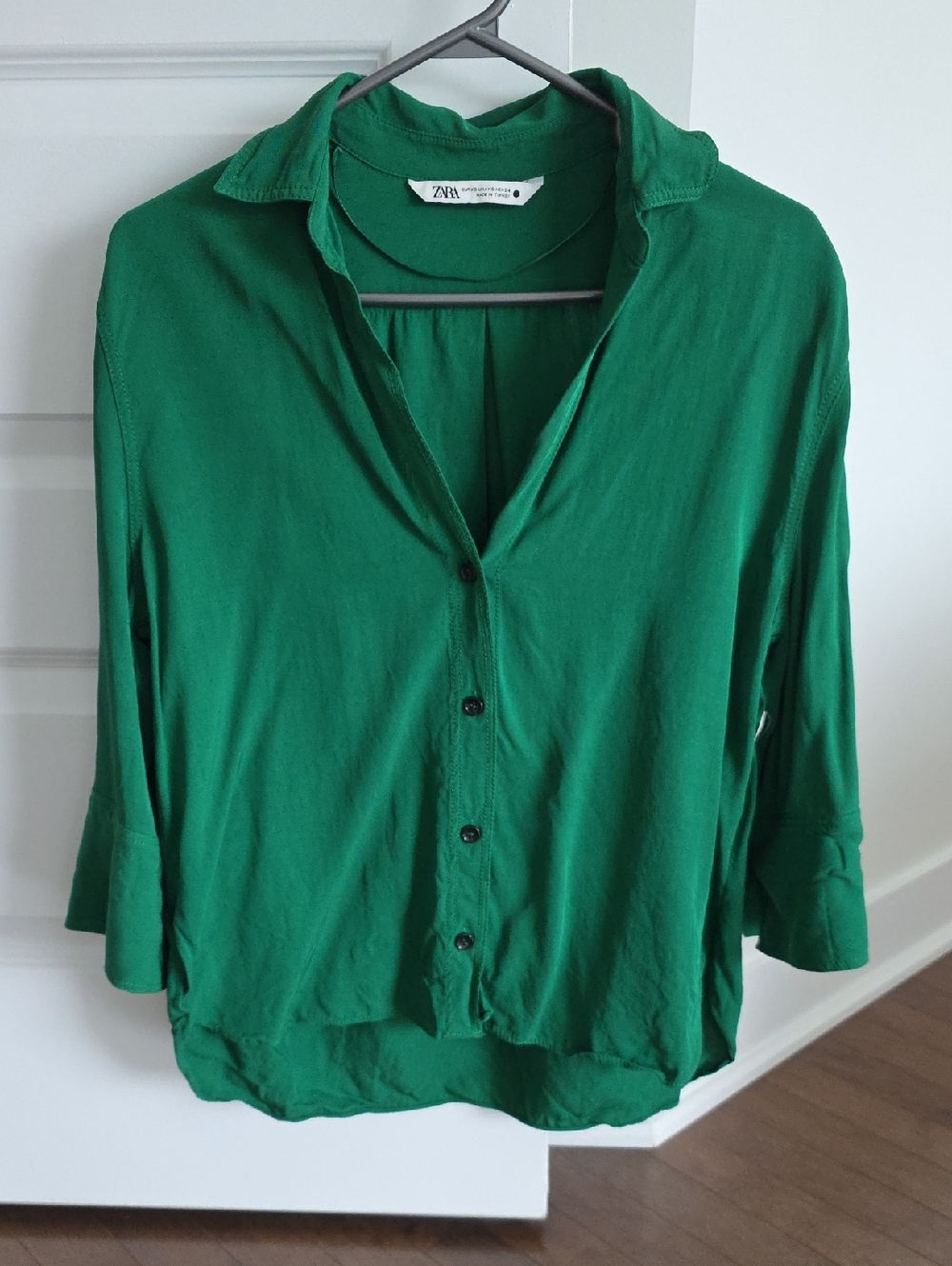 Zara Emerald Green Button-Down Women's Shirt